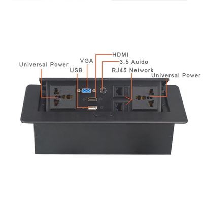 Multi-Functional Power Socket for Office Desk Zinc Alloy Hidden Pop-Up Table Outlet EU Plug Compatible US/AU