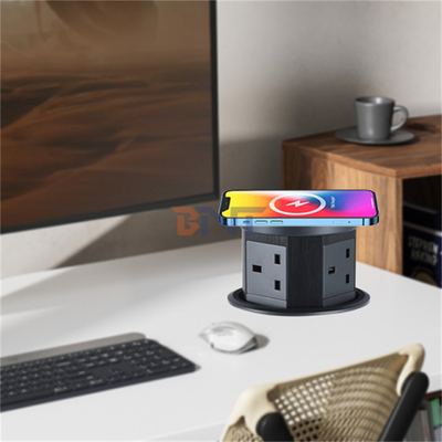 USB A+C Fast Charging Wireless Charger 3 Power Outlets Pop-Up Desktop Kitchen Socket UK Plug Standards Tabletop