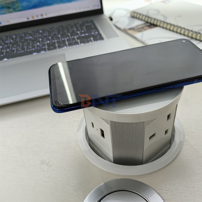 18W Wireless Charger Pneumatic Lifting Socket UK Power Hidden Outlet Kitchen Island Office Desktop Pop Socket