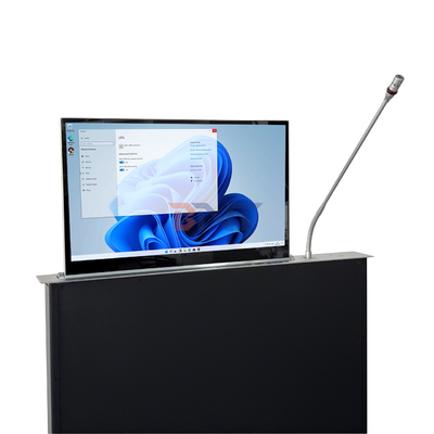 Hidden Desk Lcd Monitor Lift Lifting Monitor Conference System 17.3 Inch Adjustable Height with mic