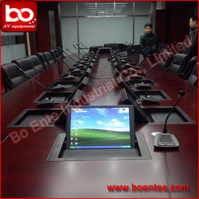 Intelligent Conference System Electric Flip up Monitor Lift Mechanism With 15.6 Inch Touch Screen