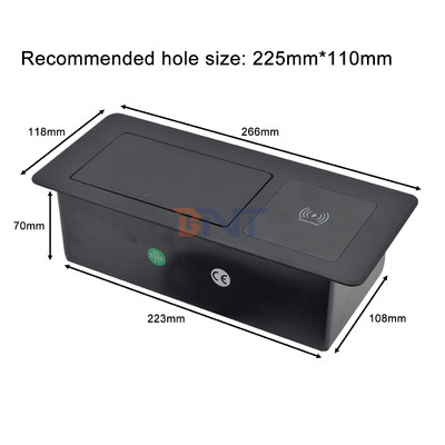 Dual AC Outlet Pop-up Electrical Socket USB Charging Wireless Charger Extension Cord-EU Plug Standard IP44 Rated 10A Capacity
