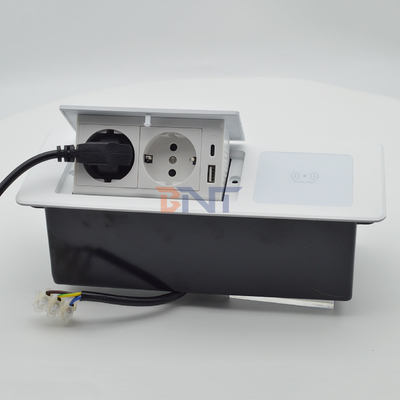 Desktop Tabletop Power Outlet Hidden Charging Sockets Multi-Connection Pop-Up Socket featuring Wireless Charging EU plug