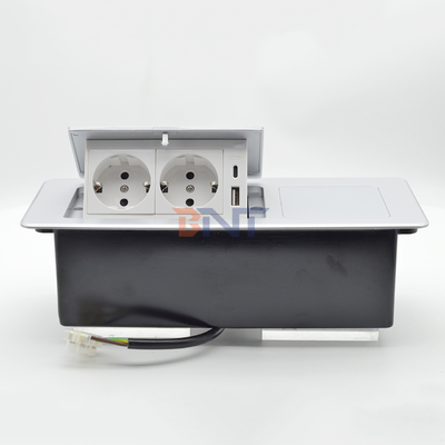 Wireless Charging Desktop Table Pop-up Power Socket Multi-Connection Box Featuring 2 AC Outlets 10A IP44